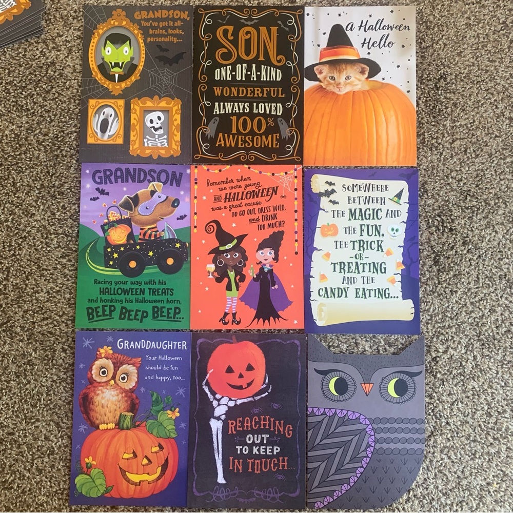 9 Hallmark Halloween Greeting Cards All Different Grandson Granddaughter Son NEW